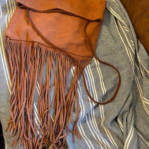 Free People Fringe Brown Suede Bag